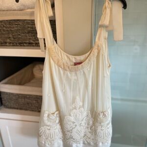 Yoana Baraschi Cream Top with Bow Detail